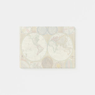 Notas Post-it® World Travel Map Antiguo Vintage