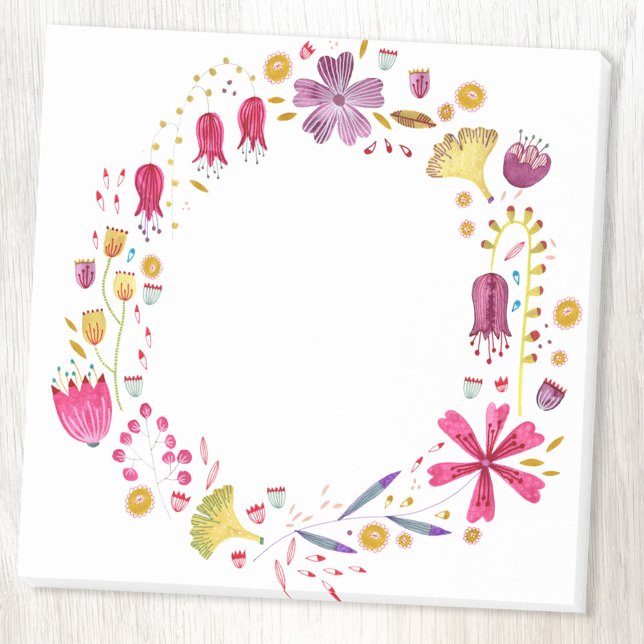 Notas Post-it® Wreath de flores silvestres acuáticas (Watercolor wildflower wreath post it notes)