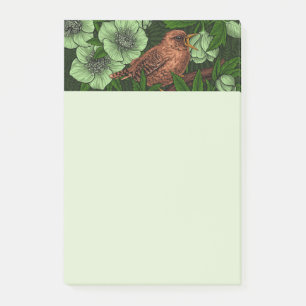 Notas Post-it® Wren y hellebore, verde claro
