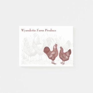 Notas Post-it® Wyandottes Granja de pollo rojo de época