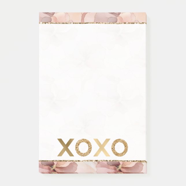Notas Post-it® XOXO, Purpurina Rubor Floral Gold (Anverso)