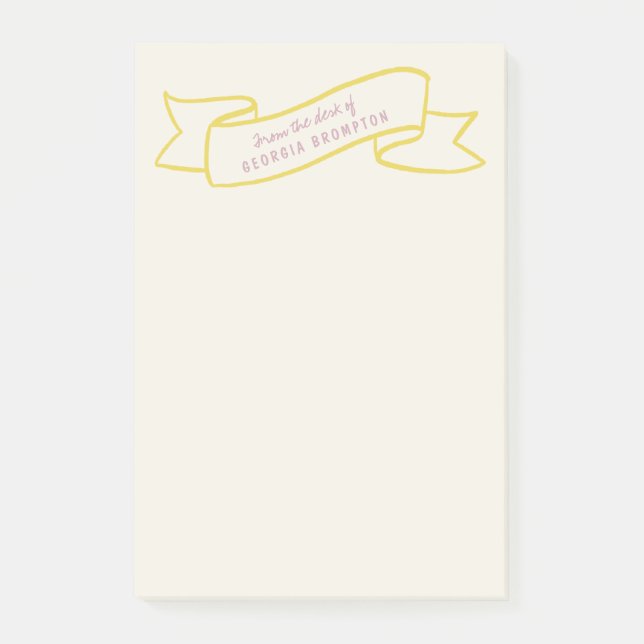 Notas Post-it® Yellow Banner Violet Purple Personalized Name (Anverso)