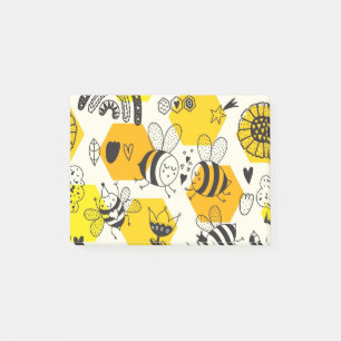 Notas Post-it® Yellow Bee and Rainbow Design