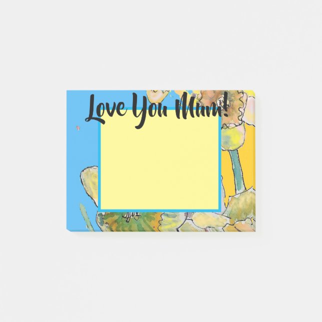 Notas Post-it® Yellow Daffodil Love You Mamá Post It Notes (Anverso)