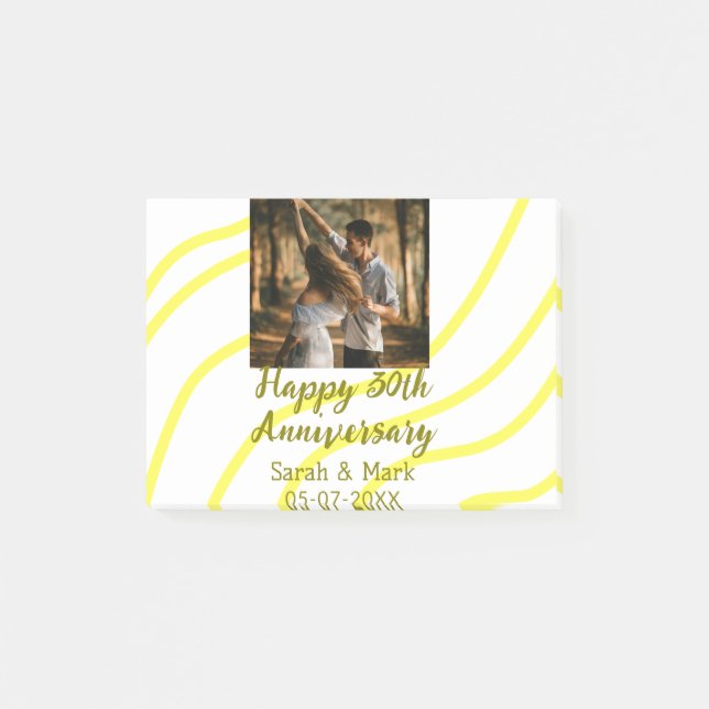 Notas Post-it® Yellow golden photo 30th wedding anniversary name  (Anverso)