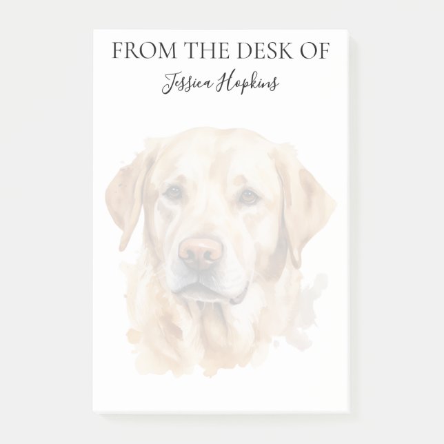 Notas Post-it® Yellow Labrador Lover Monogrammed Dog (Anverso)