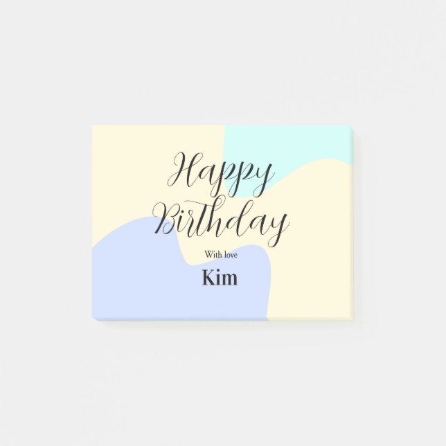 Notas Post-it® Yellow purple green happy birthday abstract pastel (Anverso)