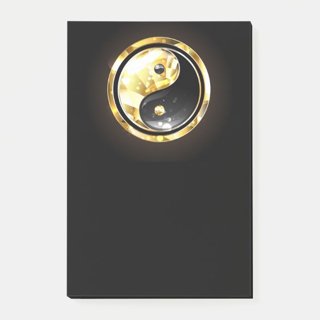 Notas Post-it® Yin Yang dorado en negro (Anverso)