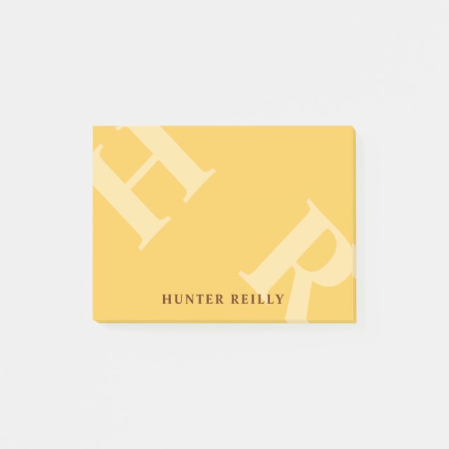 Notas Post-it® Yolk Yellow Tilted Initials & Your Name (Anverso)