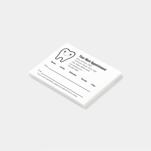 Notas Post-it® Your Next Appointment Dentist's Office Reminder (En perspectiva)