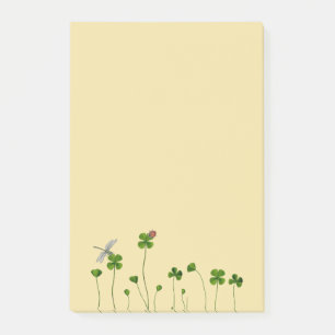 Notas Post-it® Zanaho de trébol de cuatro hojas, mariquita y lib