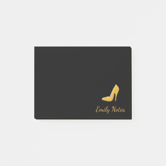 Notas Post-it® Zapato de tacón alto de oro personalizado (Anverso)