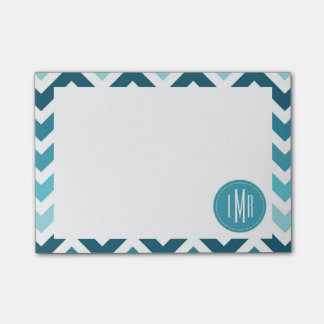 Notas Post-it® Zigzag de Chevron Ombre del azul de océano con