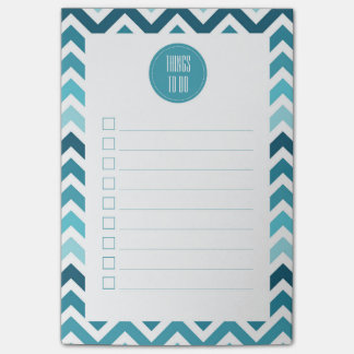 Notas Post-it® Zigzag de Chevron Ombre del azul de océano para
