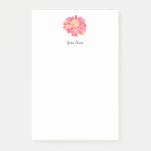 Notas Post-it® Zinnia rosado de la acuarela del melocotón