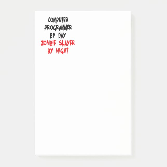 Notas Post-it® Zombie Slayer Computer Programador (Anverso)