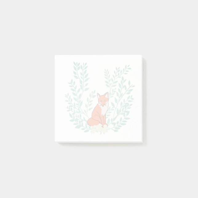 Notas Post-it® Zorro majestuoso en guirnalda botánica hermosa (Anverso)