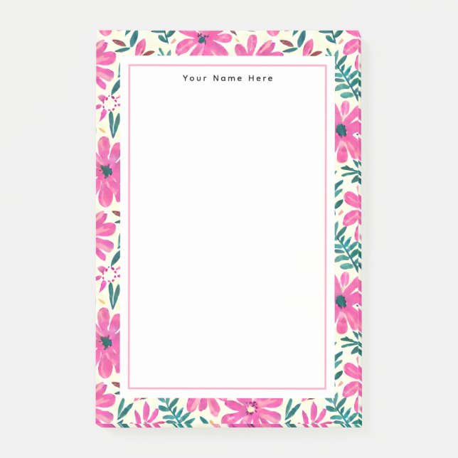 Notas posteriores al patrón floral rosado (Anverso)