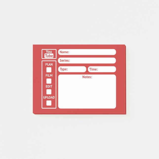 Notas video del planificador de YouTube (Anverso)