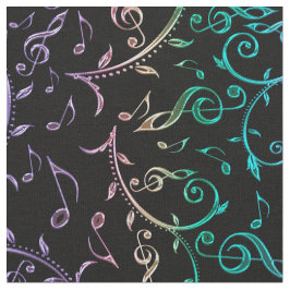 Notas y Clefs eléctricos del arco iris en tela