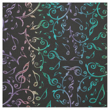 Notas y Clefs eléctricos del arco iris en tela