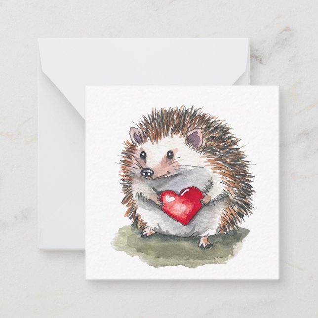 Notecard de estilo postal de Hedgehog Hearty (Anverso)