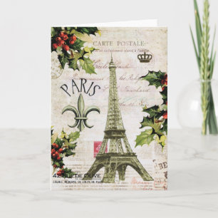 Notecard de la torre Eiffel del navidad del