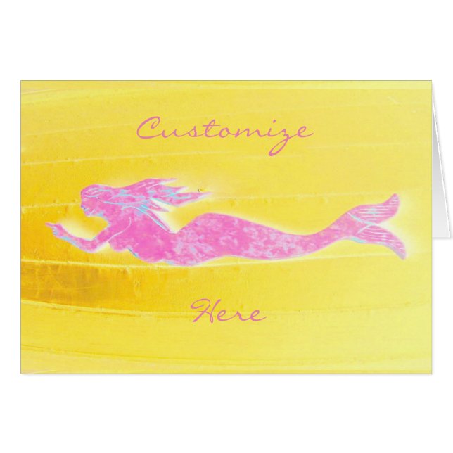 notecard de sirena rosa bajo el agua (Anverso (Horizontal))