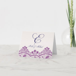 Notecard del monograma con el cordón del vintage