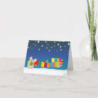 Notecard del navidad del cerdito