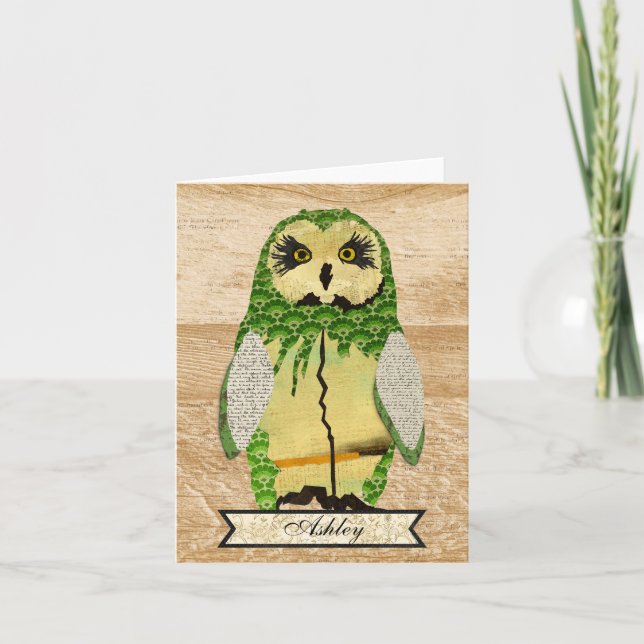 Notecard personalizada Gypsy Jade Owl (Anverso)