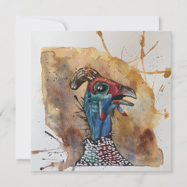 Notecard tipo postal de Guinea Fowl gigante (Anverso)