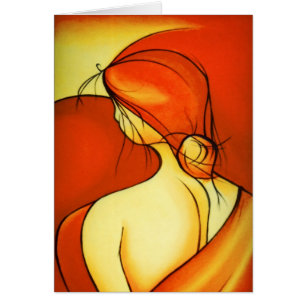 Notelet/tarjeta en blanco de señora In Orange