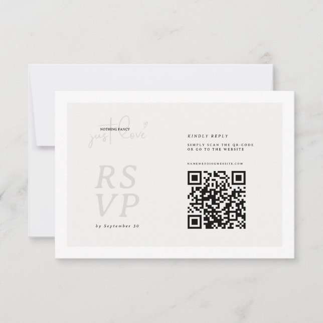 Nothing Fancy Just Love QR-code RSVP Card (Anverso)