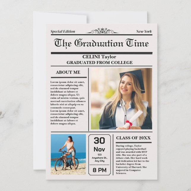 Noticias de Graduación Invitación de Keepsake - Im (Anverso)