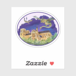 Notre Dame Oval Vinyl Pegatina (Diversos tamaños)