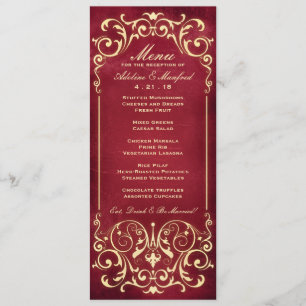 Nouveau Victorian: Menú Boda rojo y oro