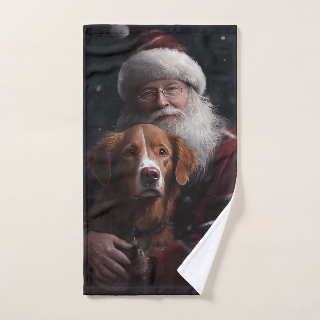 Nova Scotia Duck Toller Con Santa Claus Festividad (Toalla de mano)