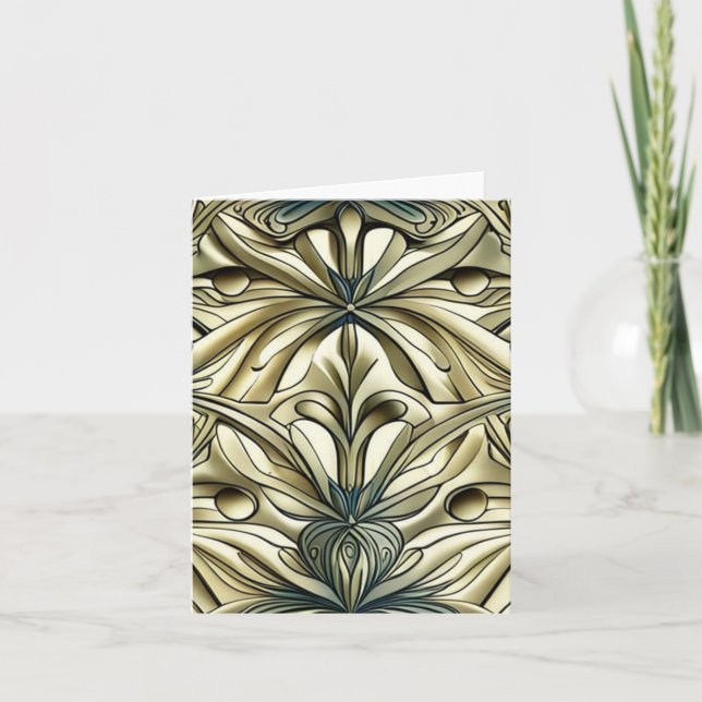 Noveau de arte en blanco tarjeta de felicitación 1 (Anverso)