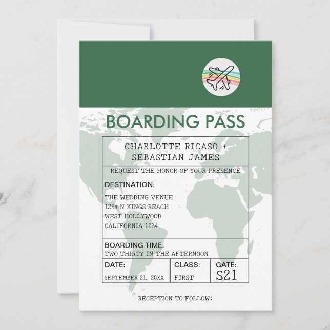 Novedad de tarjetas de embarque de boda (Anverso)