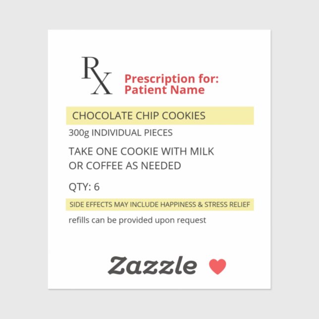 Novedad divertida Rx Pegatina de etiquetas de pres (Hoja)
