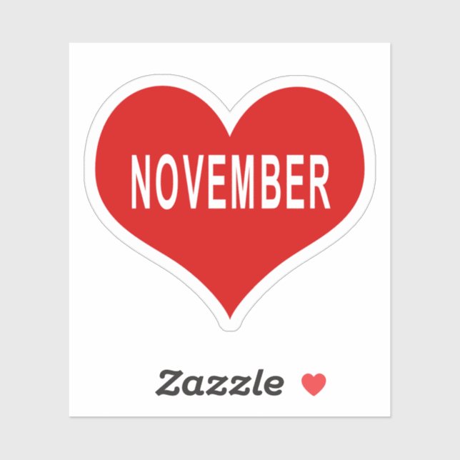 NOVEMBER Corazón Rojo de Vinilo Pegatina (Hoja)