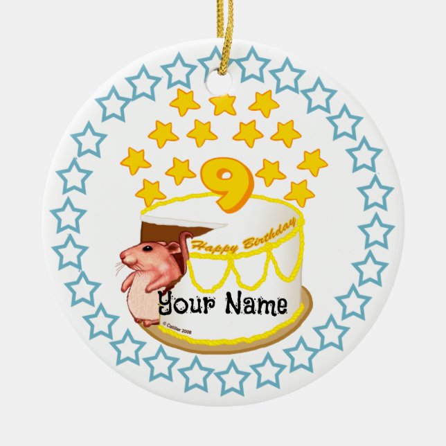 Novena fiesta de cumpleaños ornamentos de cumpleañ (Frente)