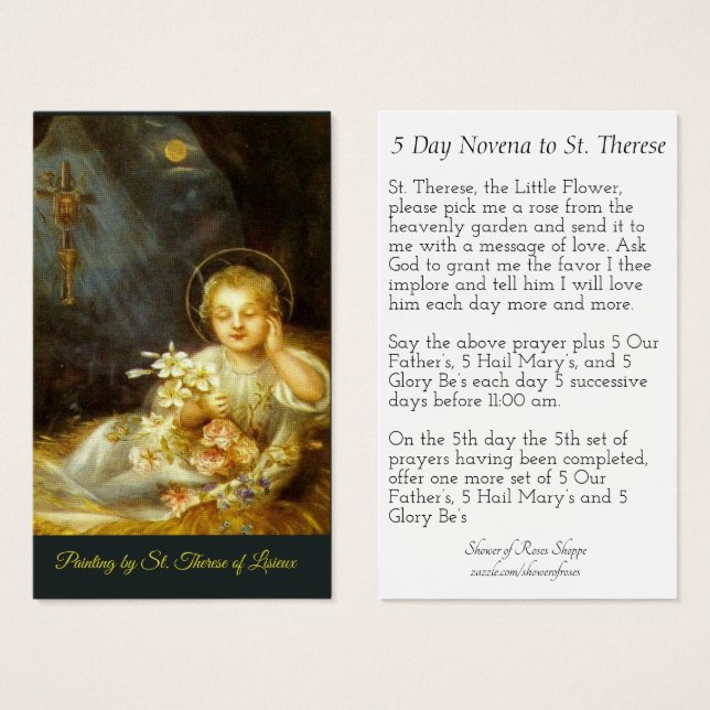 Novena Holy Card of St. Therese Painting (Anverso y reverso)