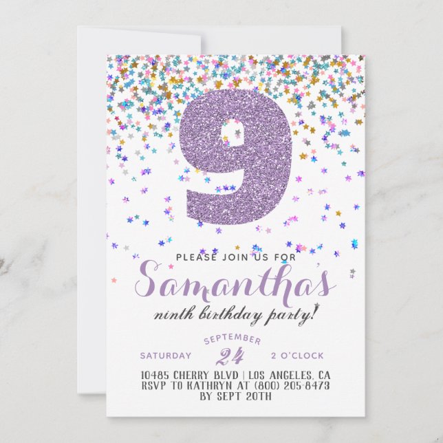 Novena Invitación al Confetti de Cumpleaños (Anverso)