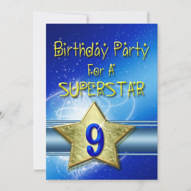 Novena Invitación de fiesta de cumpleaños para una (Anverso)