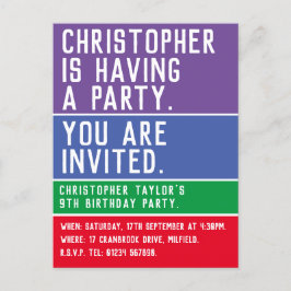 Novena invitación para fiesta de cumpleaños del ni