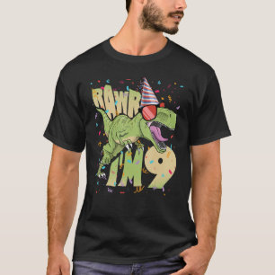 Noveno cumpleaños, camiseta de 9 años. T-Rex, Dino