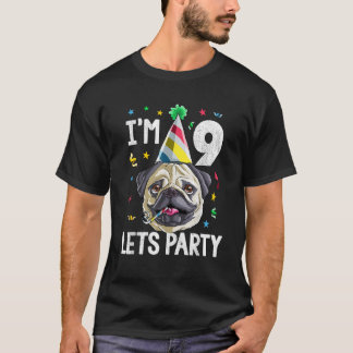 Noveno cumpleaños de Pug Noveno Camiseta Perro Niñ