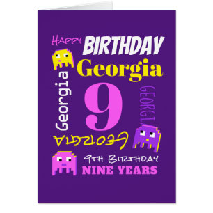 Noveno cumpleaños nombre personalizado amarillo j